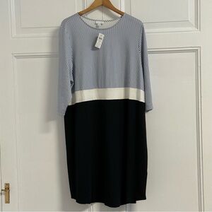 J.Jill Striped Colorblock Jersey Dress 2X – NWT Stretch Midi, Flattering Fit